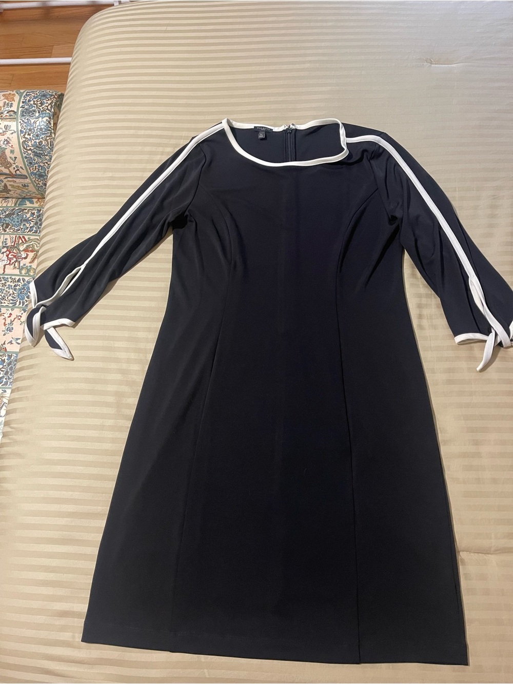 Talbots Black Midi Dress with White Piping